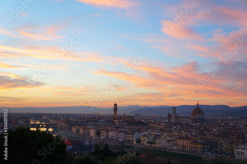 the sunset of Michelangelo square in florence © Twill