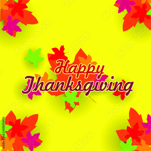 the happy tanksgiving vector logo design wallpaper with leaf leaves logo
