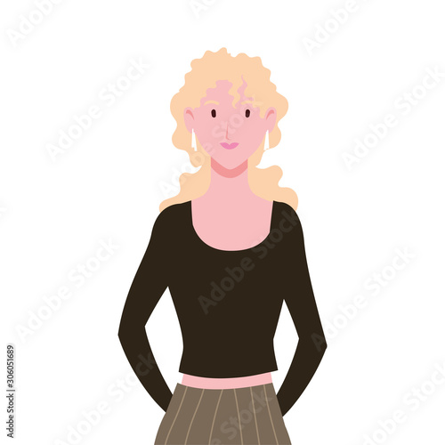 young woman on white background