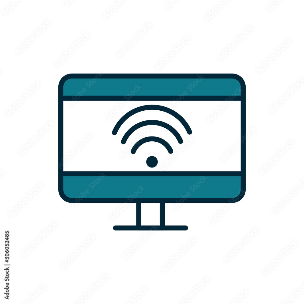computer monitor wifi internet of things line and fill icon computer monitor wifi internet of things line and fill icon