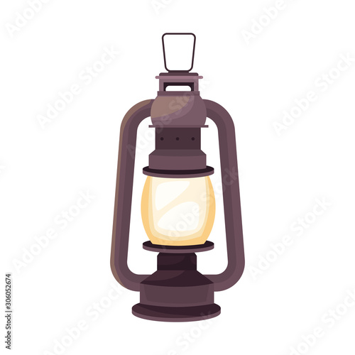 camping lantern icon, flat design