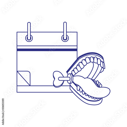 calendar and teeth practical joke icon