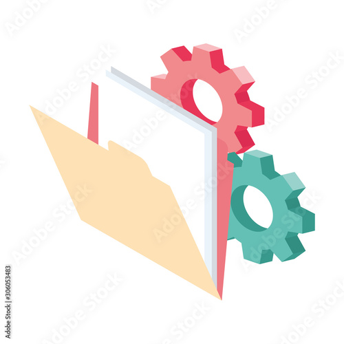 gear wheels and document folder icon