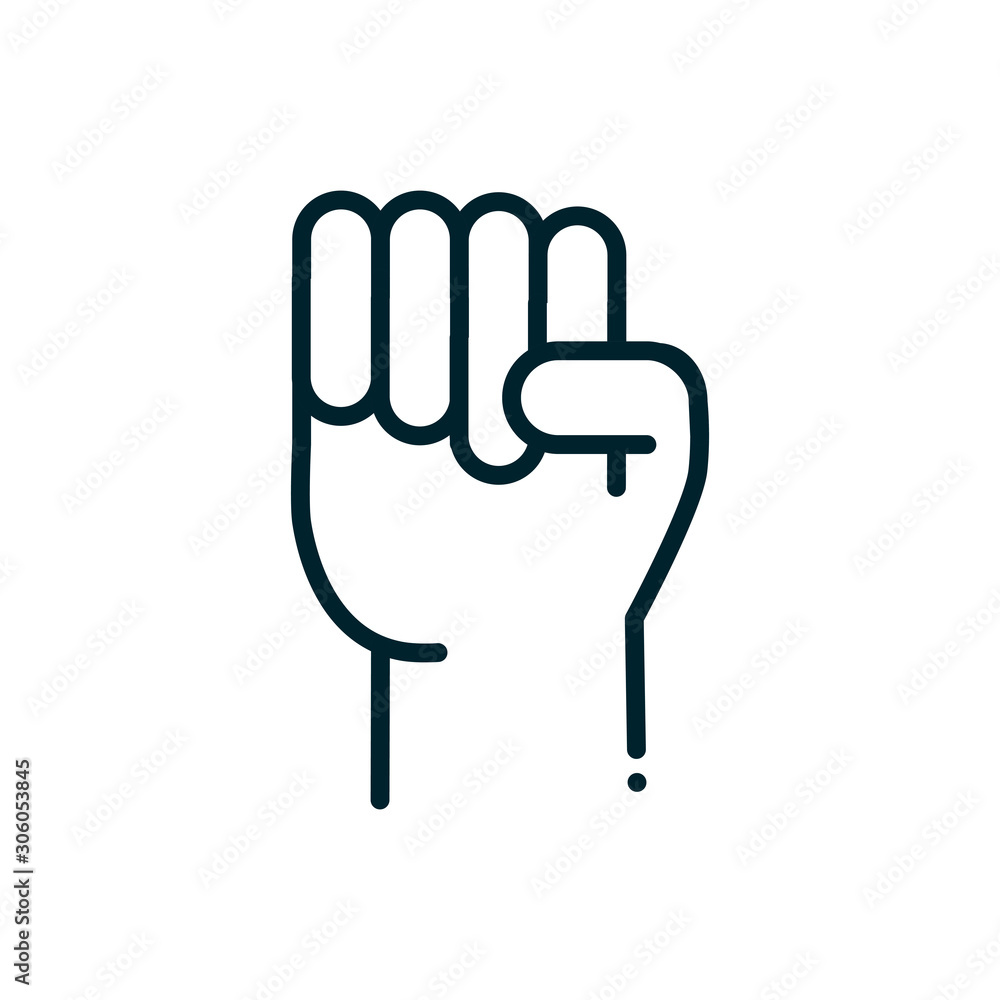 hand raised with fist peace and human rights line hand raised with fist peace and human rights line