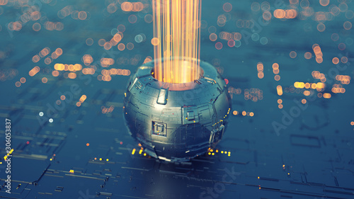 Metallic futuristic constru...
