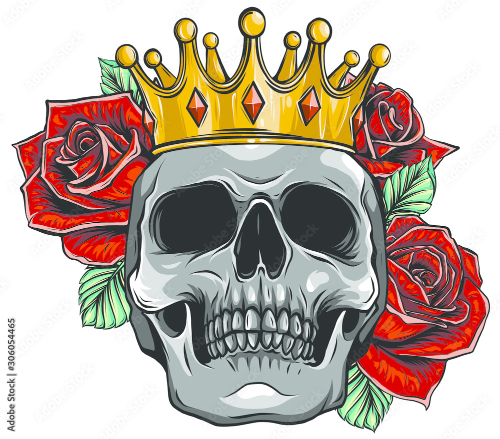 vector illustration skull wearing a king crown Stock Vector | Adobe Stock