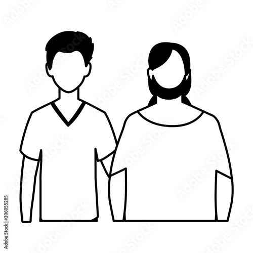 men faceless with different poses on white background