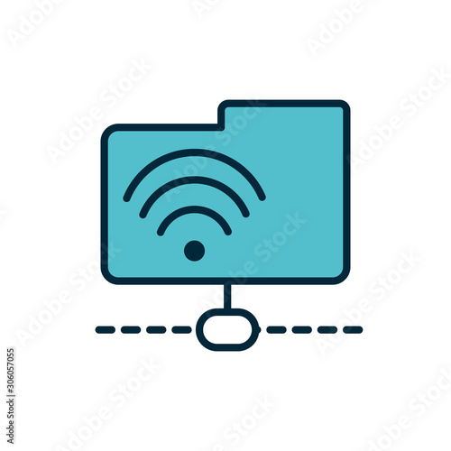 wifi folder file internet of things line and fill icon