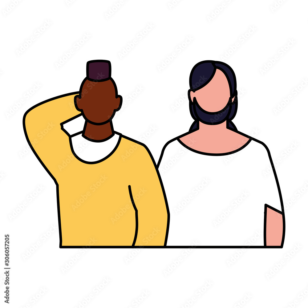men faceless with different poses on white background men faceless with different poses on white background
