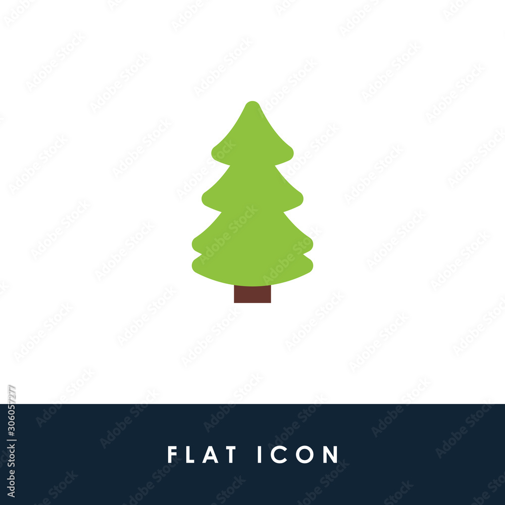 Flat Icon Christmas Tree Illustration Vector Design. Using For Banner, Postcard