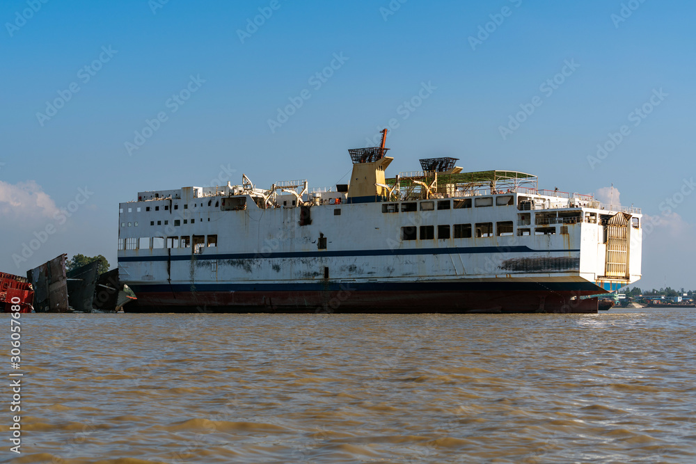 Old Japanese ferry at Ship Breaking Yard in Chittagong, Bangladesh