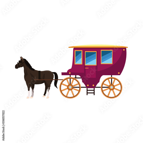 vintage carriage and horse icon, colorful design