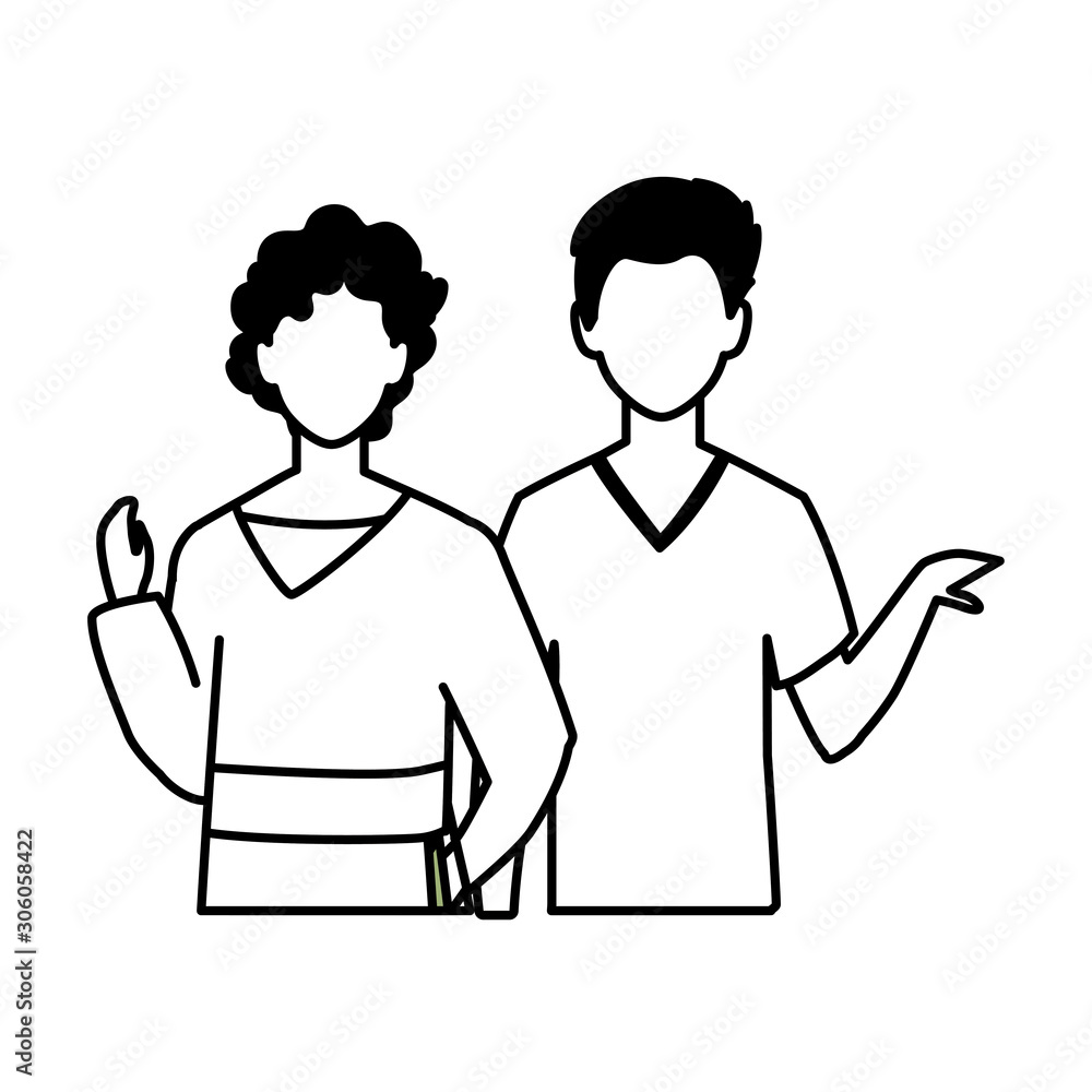 men faceless with different poses on white background men faceless with different poses on white background