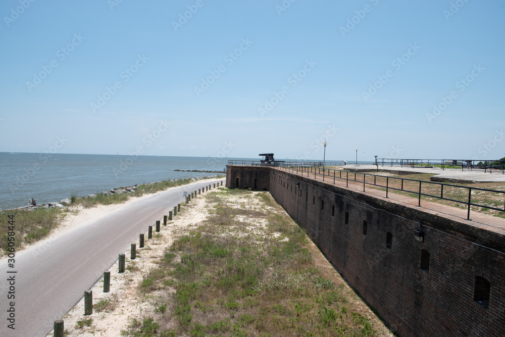 The fortress walls of Fort Gains in Dauphin Island, Alabama