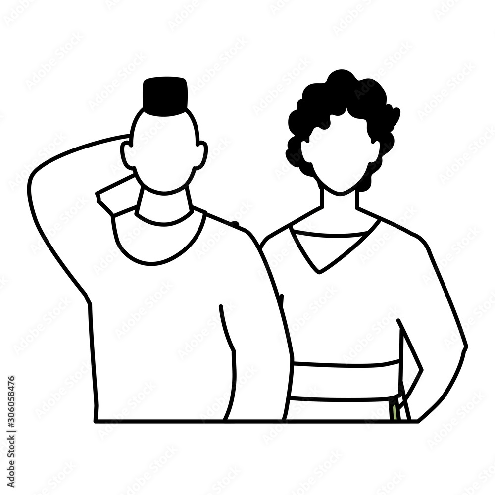 Obraz premium men faceless with different poses on white background