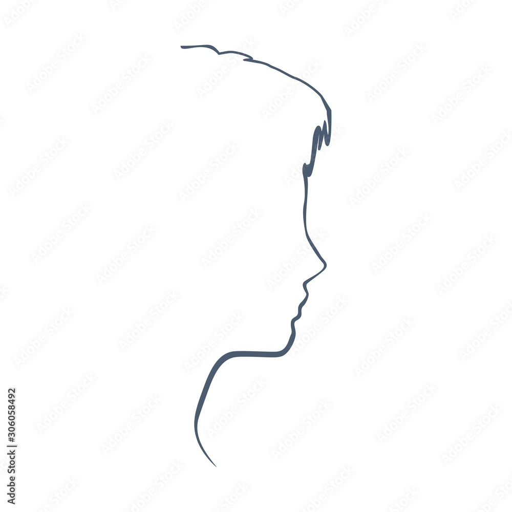 Face profile view. Elegant silhouette of a female head. Beautiful woman portrait. Thin line style Face profile view. Elegant silhouette of a female head. Beautiful woman portrait. Thin line style