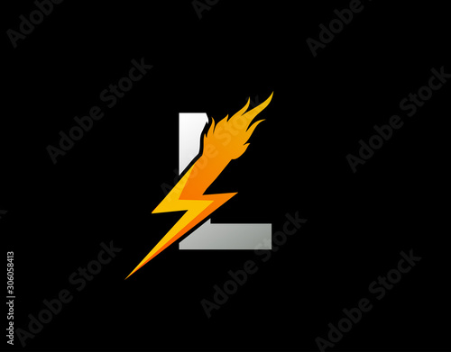 Fire Flash L Letter Logo Icon