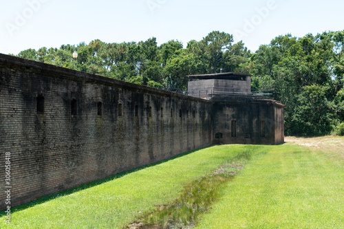 The walls of Fort Gains built to defend Mobile bay and was used in the Civil War