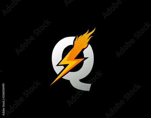 Fire Flash Q Letter Logo Icon