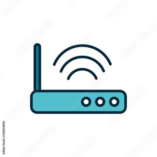 router technology signal internet of things line and fill icon