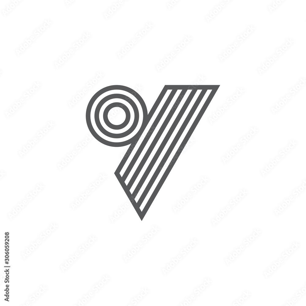 abstract letter v circle triangle stripes lines logo vector abstract letter v circle triangle stripes lines logo vector