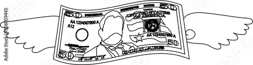 Feathered Deformed 50 dollars note outline