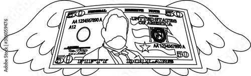 Feathered Deformed 50 dollars note outline