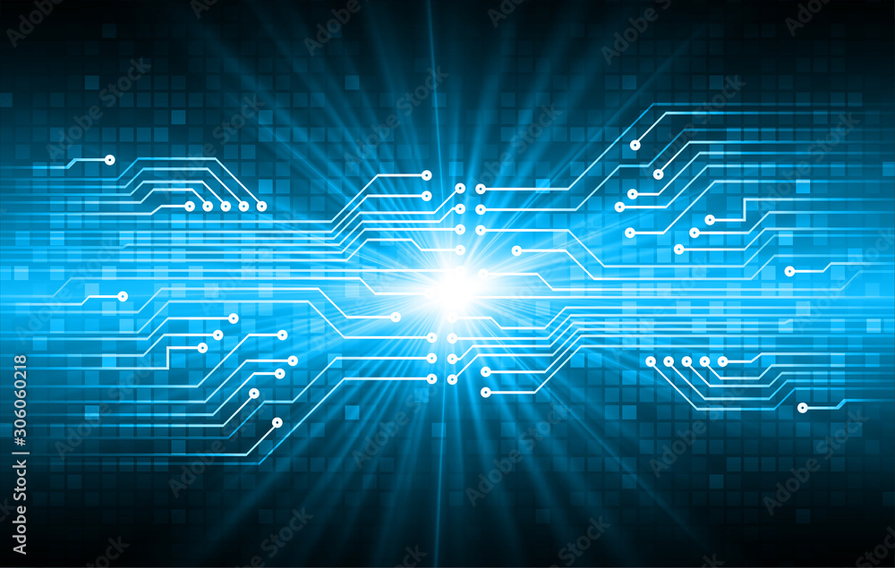 Blue cyber circuit future technology concept background Blue cyber circuit future technology concept background