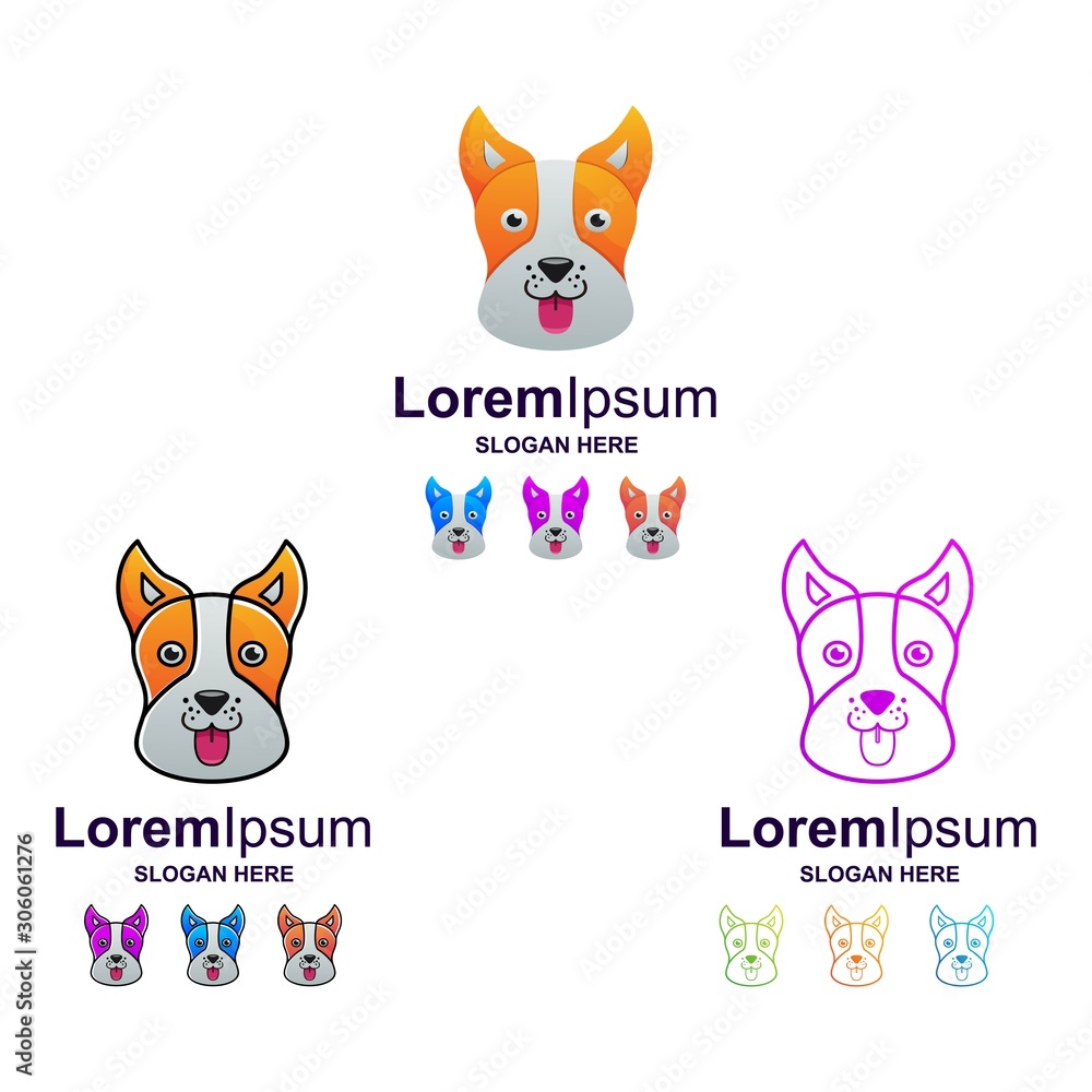 colorful cute dog design bundle