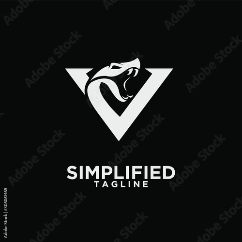 modern viper head with initial v logo icon design vector photo
