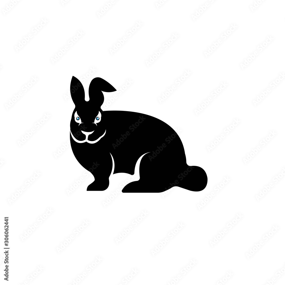 Rabbit silhouette logo, flat design. Vector Illustration Rabbit silhouette logo, flat design. Vector Illustration