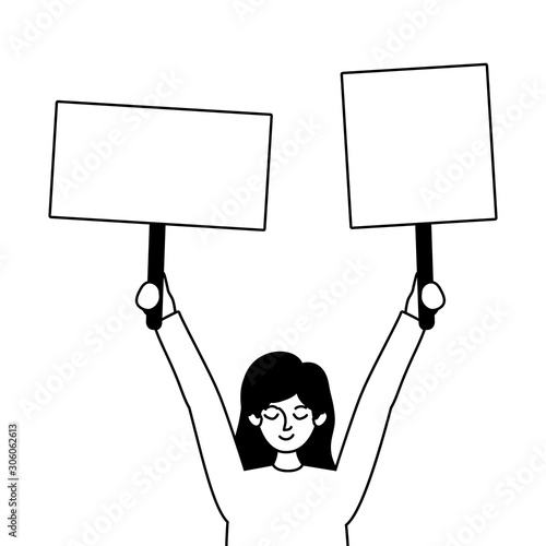 Woman protesting for human rights vector design
