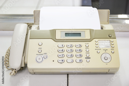The fax machine for Sending documents in the office