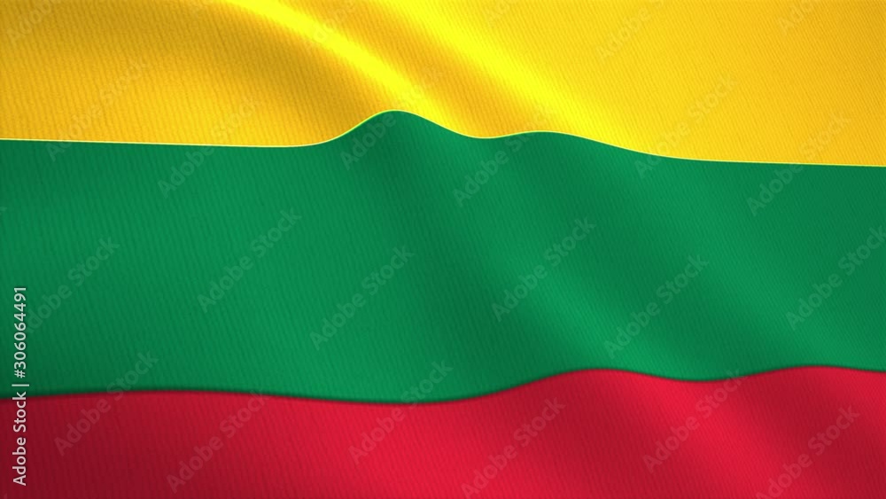 Lithuanian flag flying in the wind close-up Lithuanian flag flying in the wind close-up