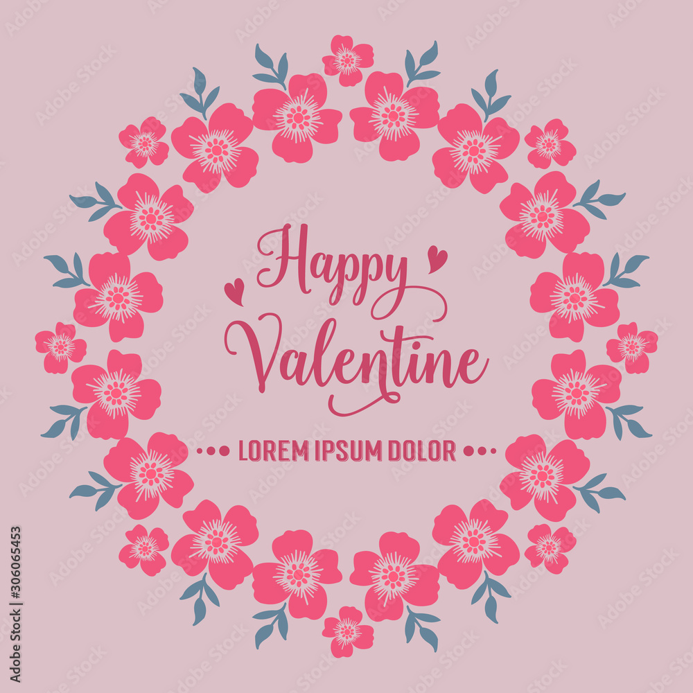 Hand drawing card happy valentine, with cute nature leaf flower frame. Vector Hand drawing card happy valentine, with cute nature leaf flower frame. Vector