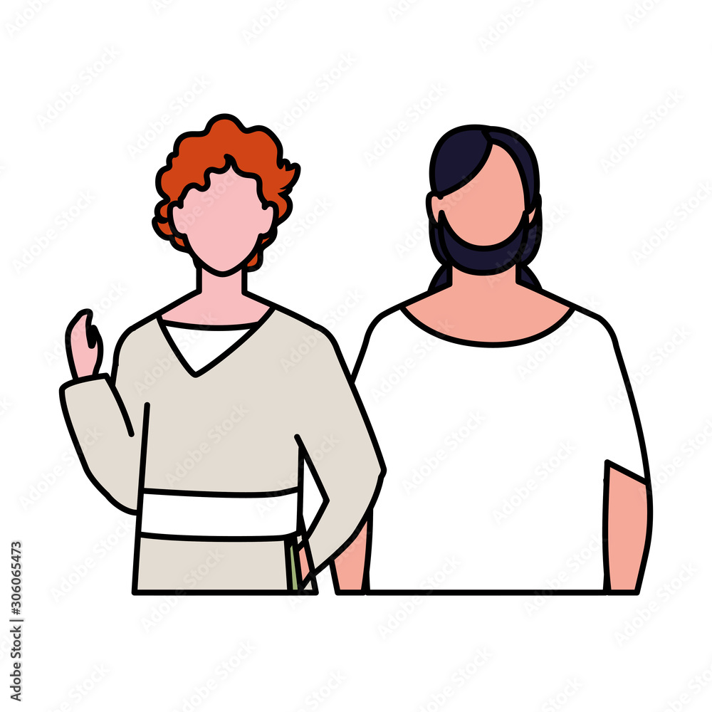 men faceless with different poses on white background men faceless with different poses on white background