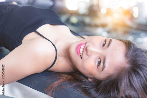 Portrait attractive beautiful asian woman  smiley face  happiness. Charming beautiful young Asia woman has beautiful face and nice skin. Gorgeous lady has good health. Pretty girl is cheerful female