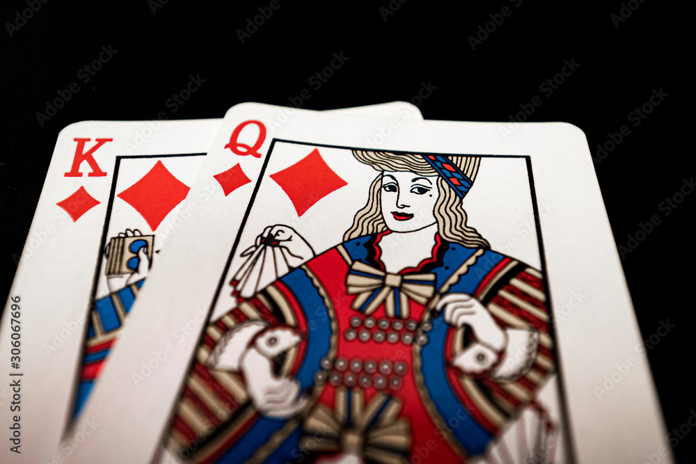 King and queen of diamonds playing cards