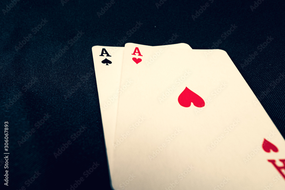 Obraz premium pair of black spade and red heart aces 