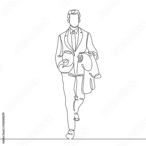 Continuous single one line drawn line Businessman going to work