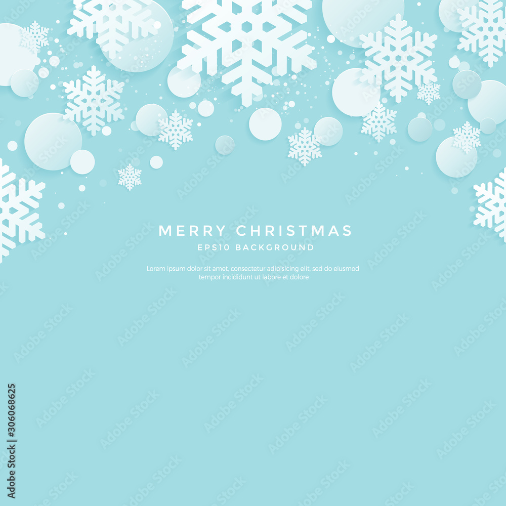 Fototapeta premium winter background, White Christmas shapes on a blue background