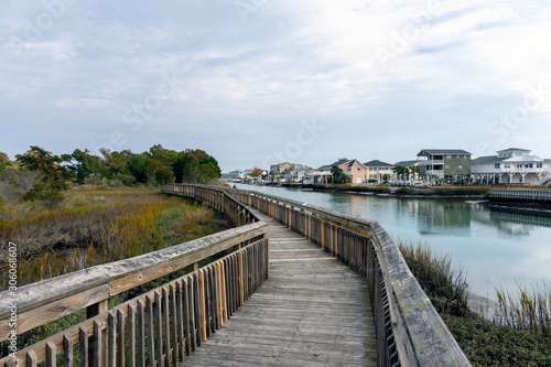 A boardwalk in Heritage Shores Nature Preserve, North Myrtle Beach is a beautiful walking trail through the salt marsh. © Joanne Dale