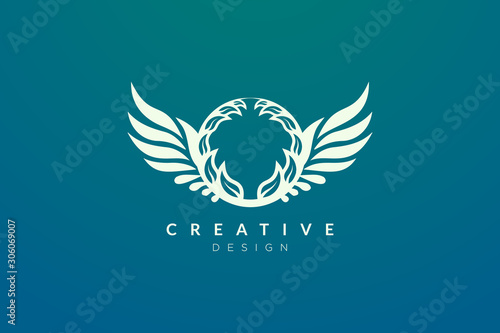 Integrated wing and leaf shape design. Modern minimalist and elegant vector illustration. Suitable for patterns, labels, brands, icons or logos