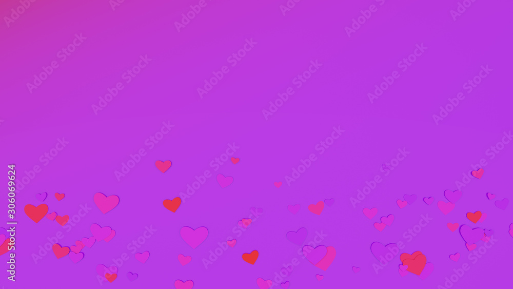 paper cut style, heart sign with pink and purple on gradient white background, 3d rendering.concept for valentine's day.
