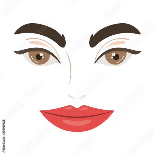 Isolated female face vector design