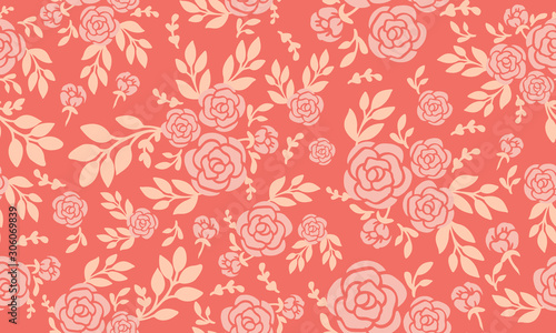 Modern wallpaper floral pattern with design rose flower.
