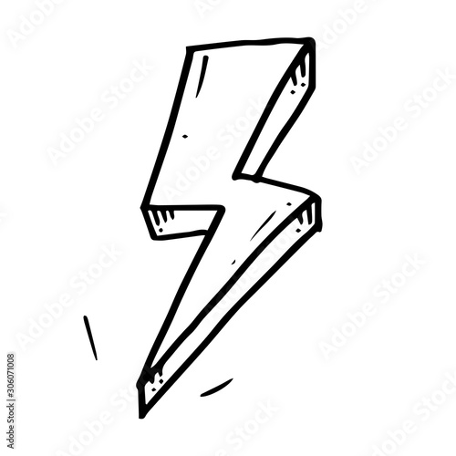 hand drawn vector doodle electric lightning bolt symbol sketch illustrations. thunder symbol doodle icon .design element isolated on white background