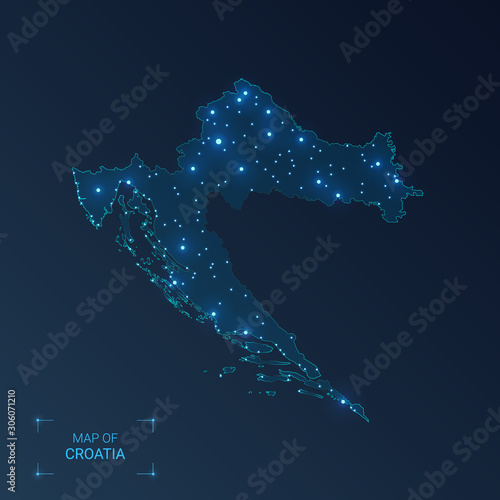Fototapet Croatia map with cities