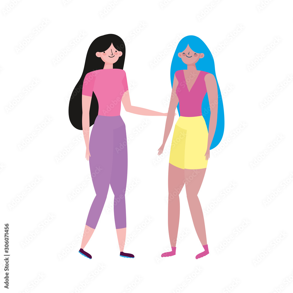 two women together friends characters