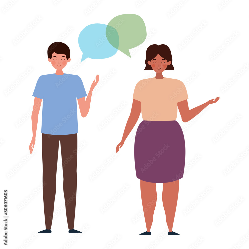 Couple with communication bubble vector design